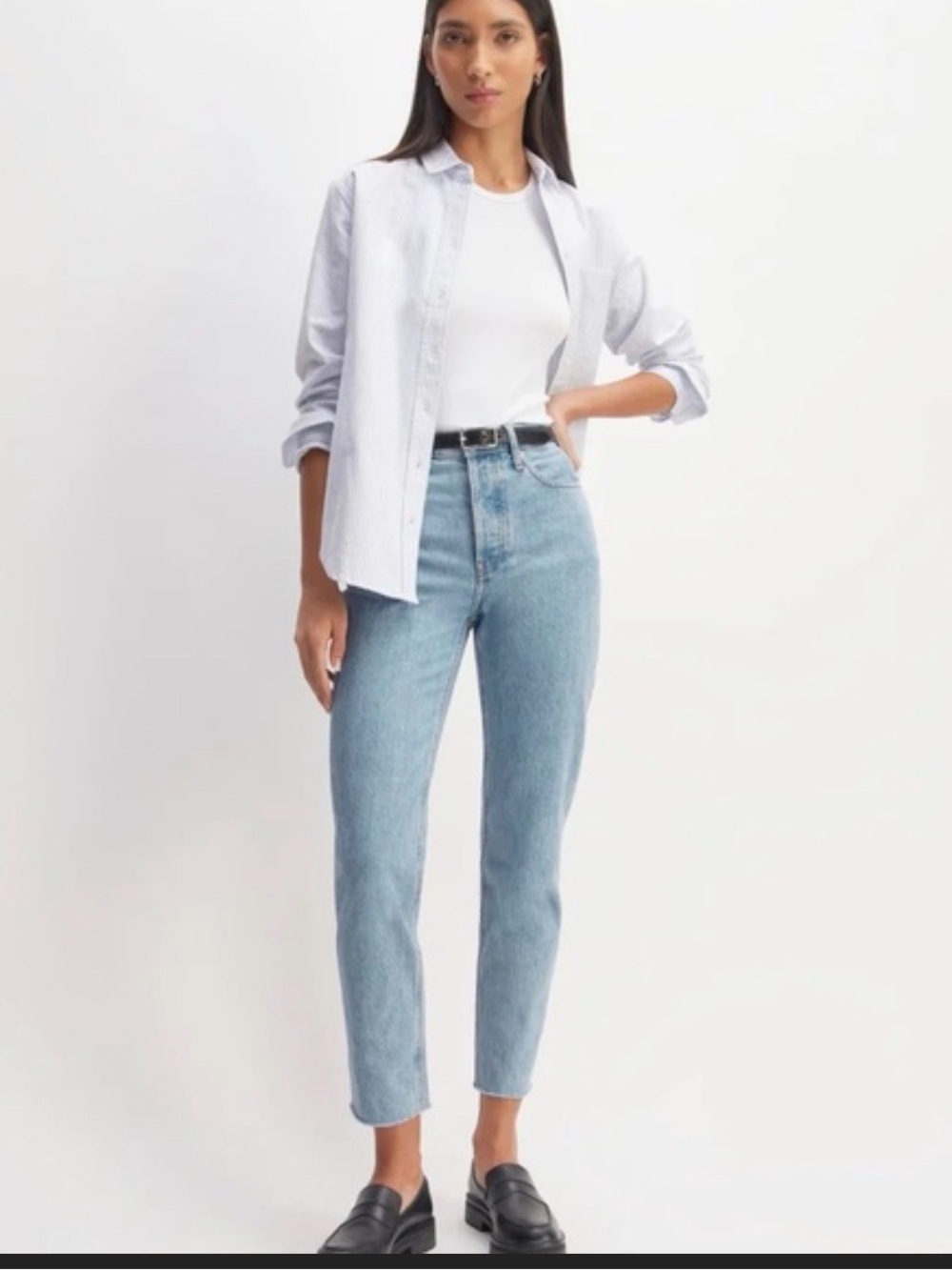 Everlane The Cheeky Jean Crop Size 27 Aire Blue High Rise Straight Jeans